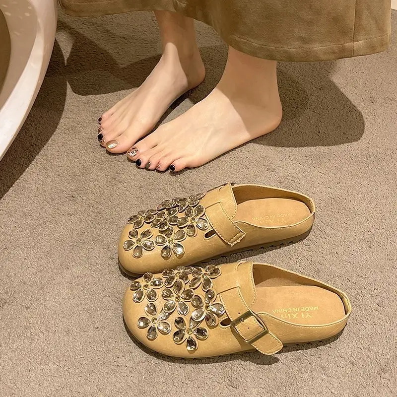 Women'S Shoes Clogs - أحذية نسائية مغلقة الأصابع مزينة بالأحجار