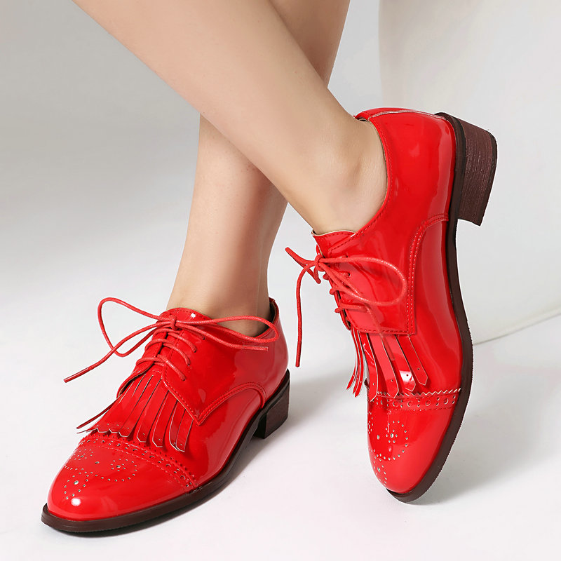 براءة اختراع بو الجلود الوردي  - مراجعة Oxford Lace Up Women وسعره