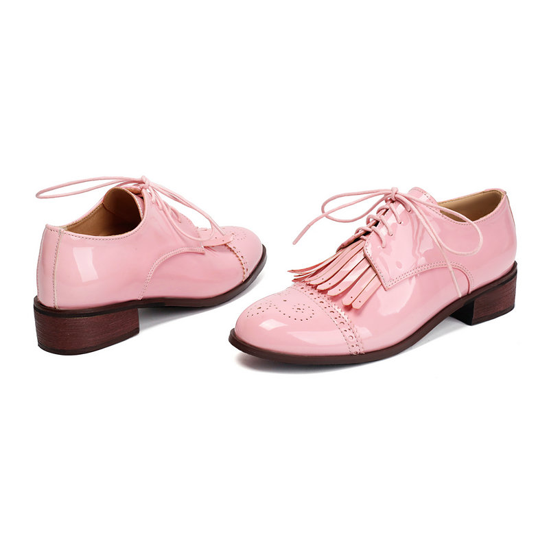 براءة اختراع بو الجلود الوردي  - مراجعة Oxford Lace Up Women وسعره